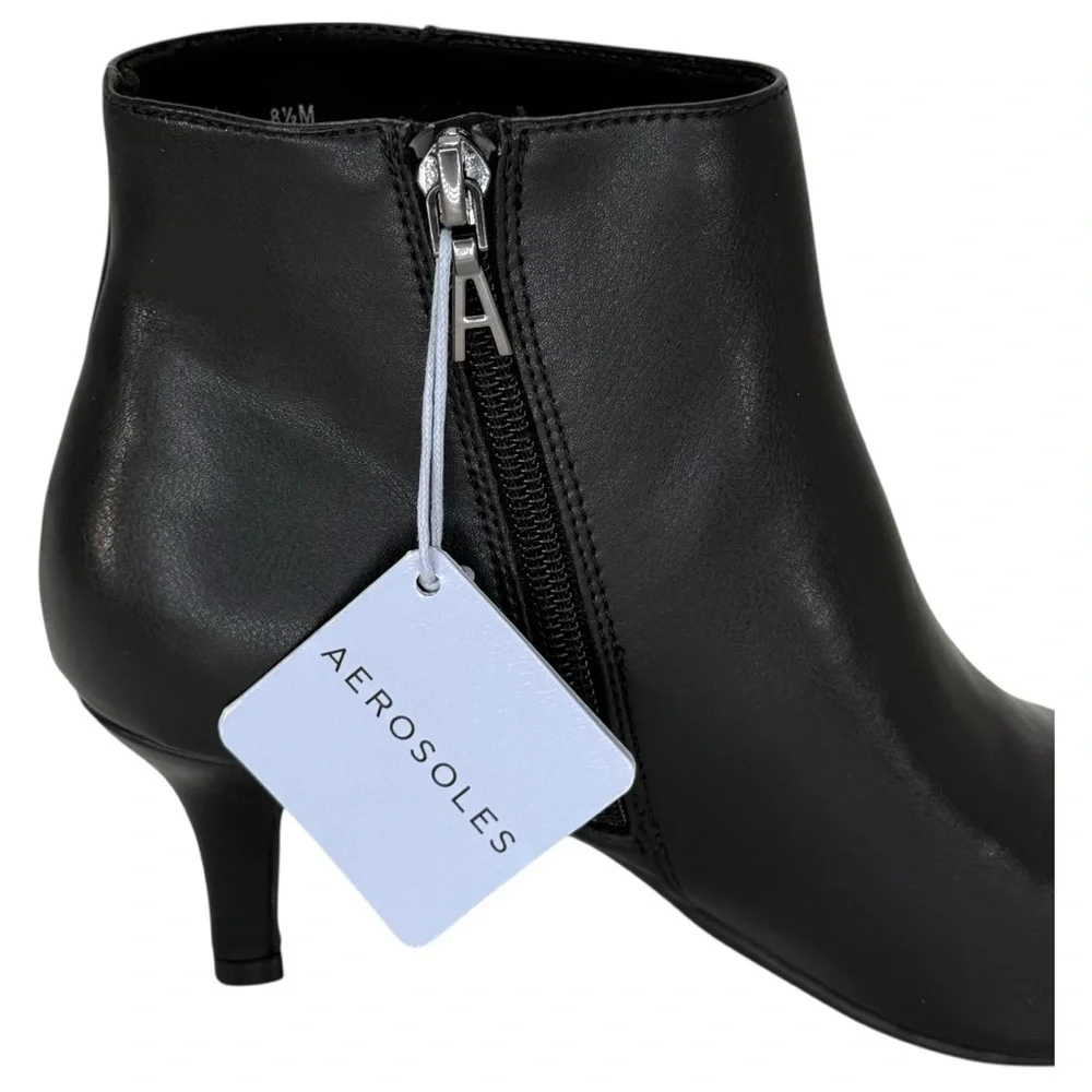 Aerosoles Edith Black Faux Leather Womens Booties Size 8.5M - Picture 8 of 14